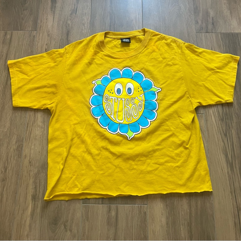 Stussy Tee Unisex Yellow Medium Cropped